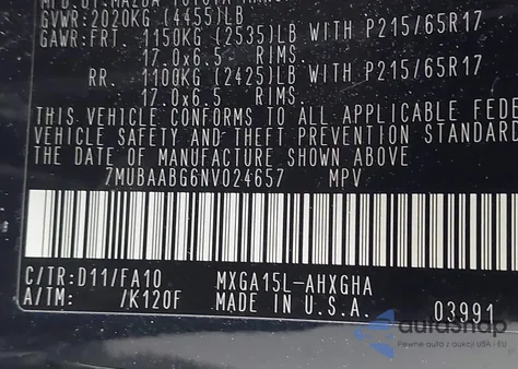 2022 Toyota Corolla Cross Le из США, поврежденный, VIN 7MUBAABG6NV024657